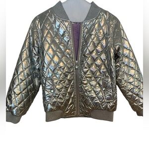 Lola + The Boys Silver Puffer Bomber Jacket NWOT Size 12